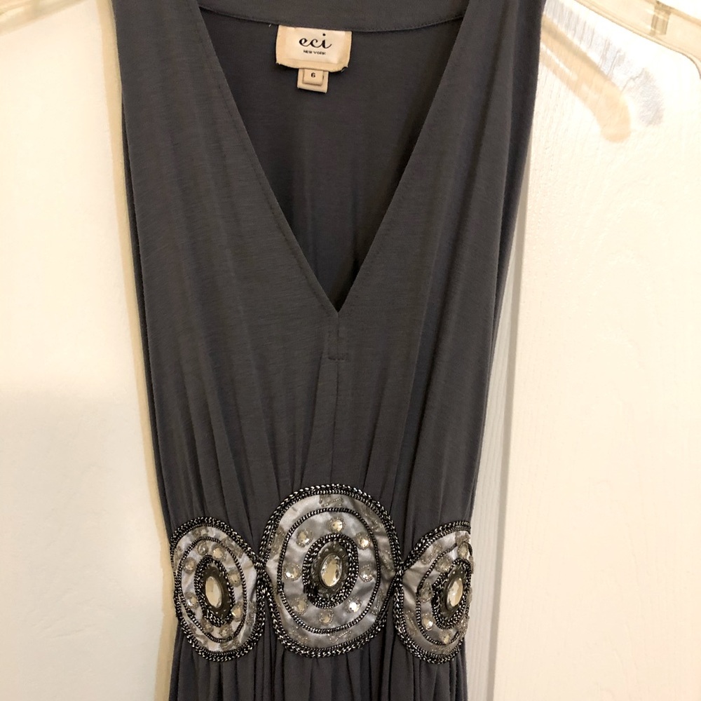 Eci Gray Jersey Dress (Jeweled Accent)